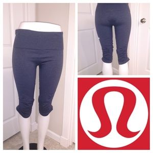 lululemon athletica Heathered Navy Cropped Ruched Leggings
